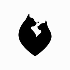 illustration of a pair of cats that become one with a heart shape