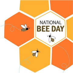 Vector design in flat style for National Bee Day 21 August. Can be used for social networks, web design, printing.