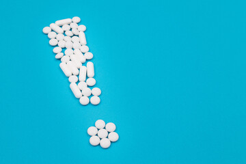 Global Pharmaceutical Industry and Medicinal Products - Exclamation Point Made from White Pills and...