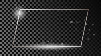 Silver glowing rectangular shape frame with sparkles