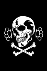 Skull with bones and knuckle vector illustration