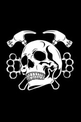 Human skull with hammer vector illustration