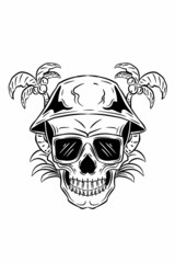 Skull and coconut vector illustration