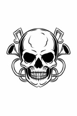 Skull with trumpet vector illustration