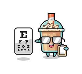 Illustration of milkshake mascot as an ophthalmology