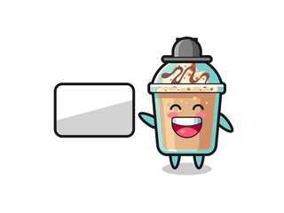 milkshake cartoon illustration doing a presentation