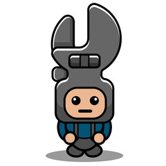 vector cartoon character doodle spanner cute mascot costume mechanic tool