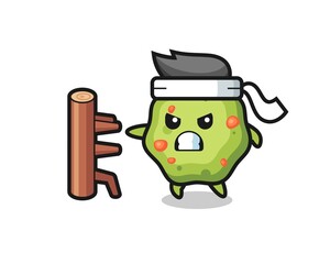 puke cartoon illustration as a karate fighter