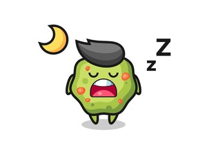 puke character illustration sleeping at night