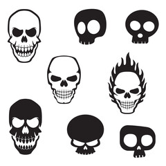 Halloween skull icon set isolated on a white background