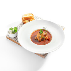 Traditional french soup with seafood