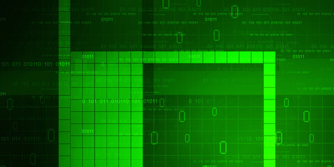2d illustration abstract digital binary data on computer screen
