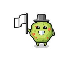 Cartoon character of puke holding a flag