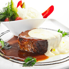 Pork neck confit with pickled vegetables