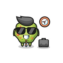 Cartoon mascot of puke as a businessman