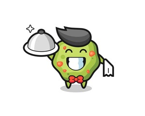 Character mascot of puke as a waiters