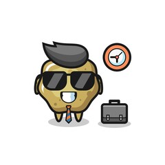 Cartoon mascot of loose stools as a businessman