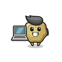 Fototapeta premium Mascot Illustration of loose stools with a laptop