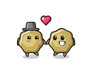 loose stools cartoon character couple with fall in love gesture