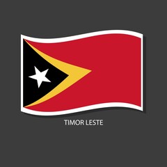 Timor Leste flag vector version waving flags. 