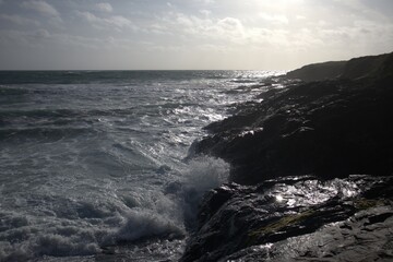 Cornwall - Waves Splashing - Sunset