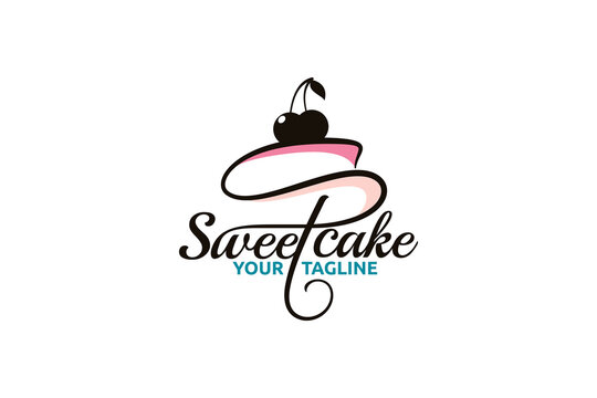 Sweet cake logo shop design Royalty Free Vector Image