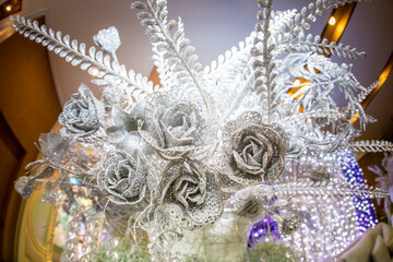 Beautifully decorated and arranged flowers at a wedding