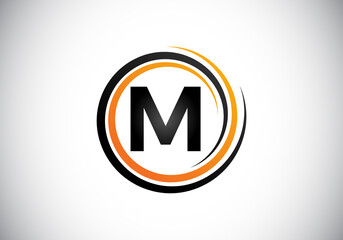 Initial M monogram alphabet in the spiral. Swirl spiral infinity logo design. Font emblem.  Modern vector logo for the business, and company identity