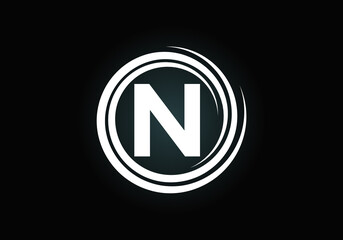 Initial N monogram alphabet in the spiral. Swirl spiral infinity logo design. Font emblem.  Modern vector logo for the business, and company identity
