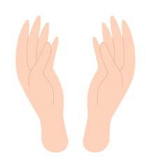 Woman's hand. Human hands, palms, body part. Vector illustration in flat style isolated on white background.