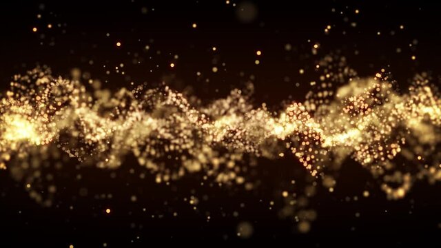 金のパーティクルのループ素材。粒子の未来的なサイバー背景	