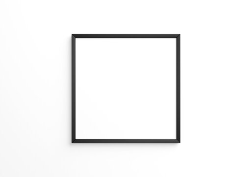 black square frame mockup on white wall. 3d rendering.