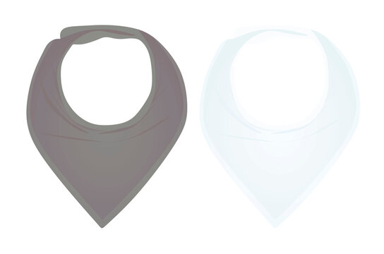 Grey And White Bandana Baby Bib. Vector