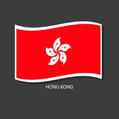 Hong Kong flag vector version waving flags. 