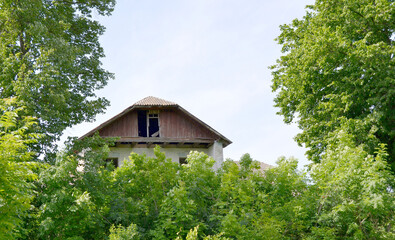 Beautiful old abandoned building farm house in countryside