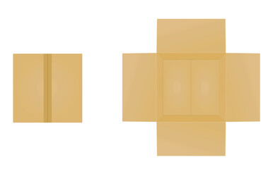 Open and closed cardboard box. vector illustration
