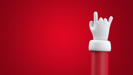 Santa Claus rock and roll hand festive cartoon character arm. 3D Rendering