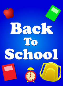 back to school poster design flat style blue color background.