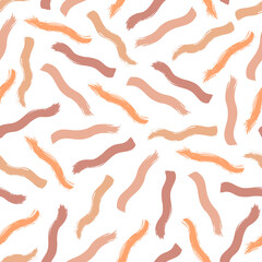 Vector seamless pattern: chaotic brush small brush strokes in brown beige colors on white. Abstract flat design for textile, wallpaper, wrapping paper.