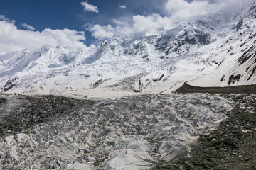Karakorum mountains: Rakaposhi mountain top and glacier. High quality photo