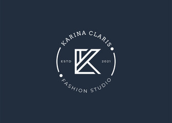 Minimalist Initial K letter logo design template, vintage style, Vector illustrations