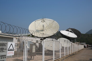 Parabolic antenna in tv station in hong kong