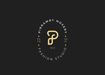 Minimalist Initial P letter logo design template, vintage style, Vector illustrations
