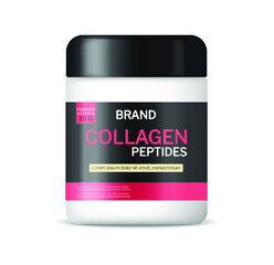 Collagen powder Vector realistic mock up. Product packaging label designs