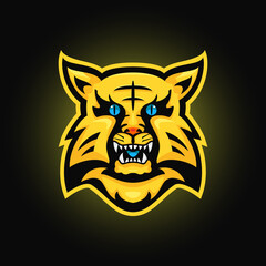 yellow tiger illustration. creative, animal, detiled, cartoon and mascot style. suitable for logo, icon, symbol and sign. such as e sports, emblem and strong logo