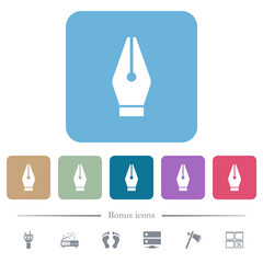 Vector pen tool flat icons on color rounded square backgrounds