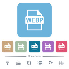 WEBP file format flat icons on color rounded square backgrounds