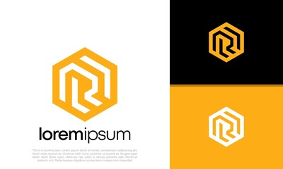 Initials R D logo design. Initial Letter Logo. Hexagon logo design.	
