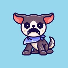 ANGRY DOG WEARING BANDANA FOR CHARACTER, ICON, LOGO, STICKER AND ILLUSTRATION