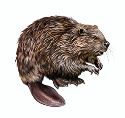 The North American beaver (Castor canadensis) - obrazy, fototapety, plakaty